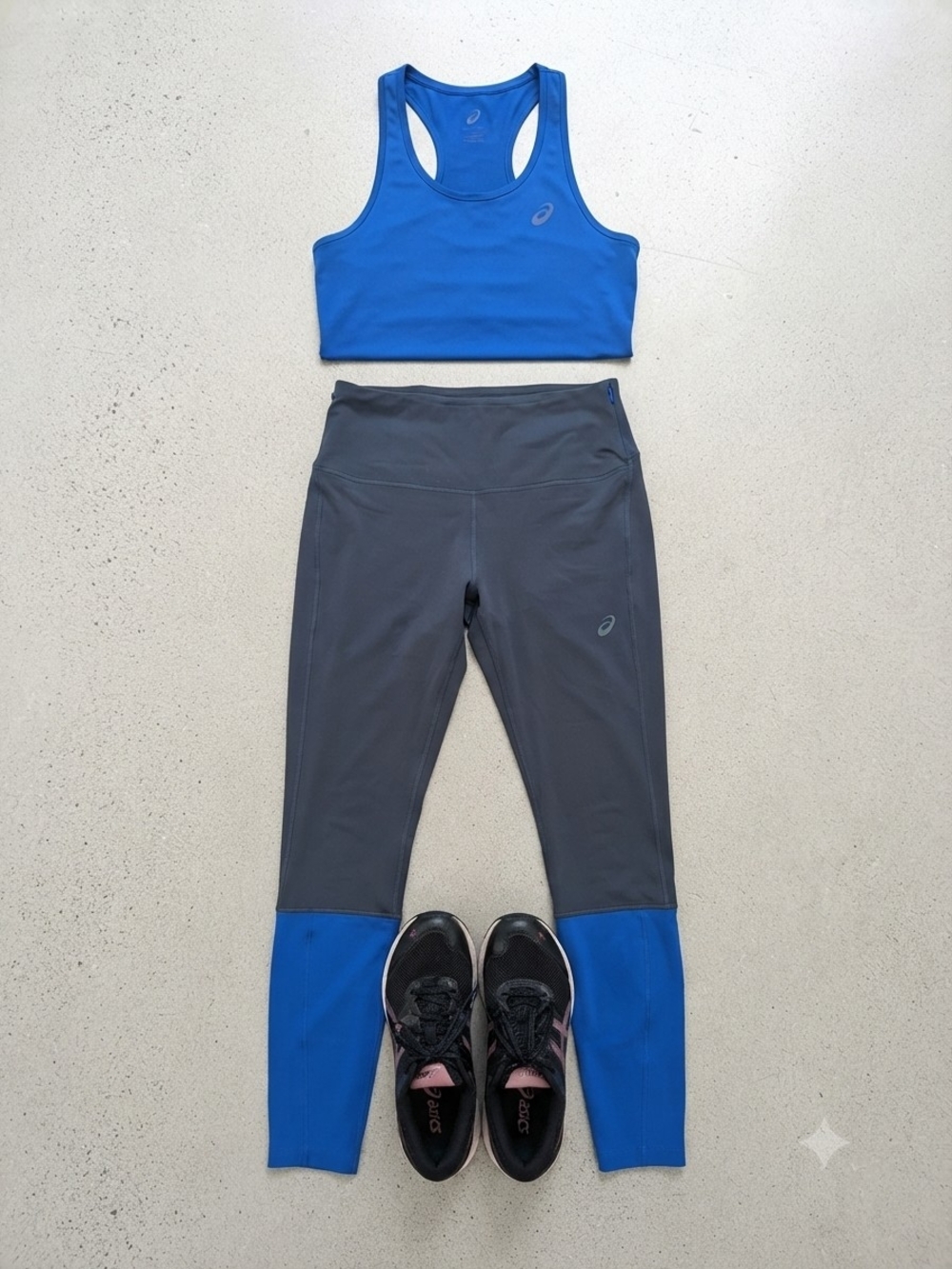 ASICS Women's  Gray with Blue Athletic Leggings.